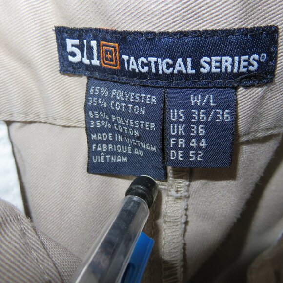 5.11 Tactical Dress Pants Cotton Khaki Canvas Men's 36Wx35I Khaki Side Zip - Picture 8 of 14